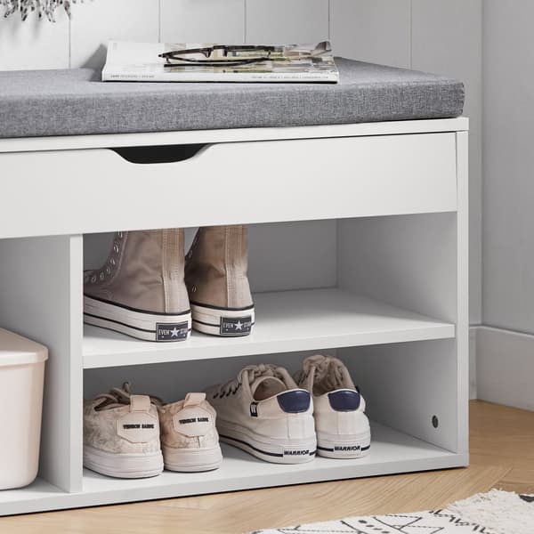 SoBuy Skobänk med dyna, Bänk med skoförvaring under sitsen FSR45-HG