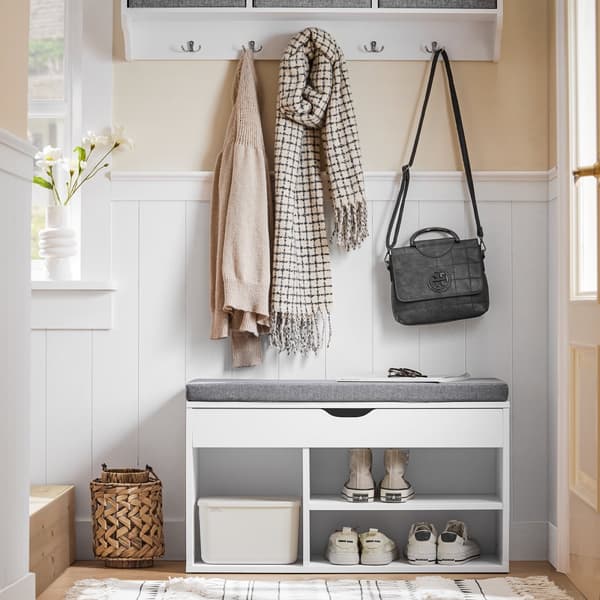 SoBuy Skobänk med dyna, Bänk med skoförvaring under sitsen FSR45-HG