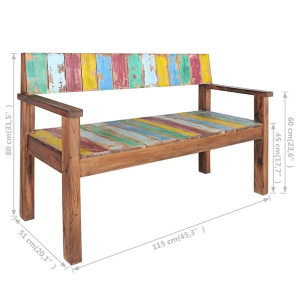 vidaXL Benk 115 cm gjenvunnet heltre