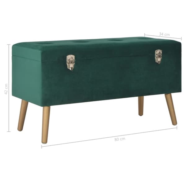 vidaXL Bänk med förvaringsutrymme 80 cm grön sammet