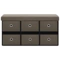 Miniatyrbillede 3 af 10: vidaXL foldbar opbevaringsbænk 76x38x38 cm kunstlærred brun