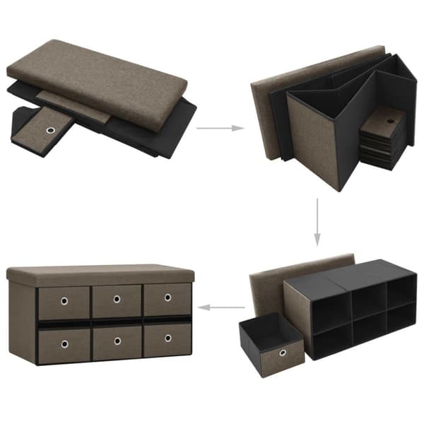 vidaXL foldbar opbevaringsbænk 76x38x38 cm kunstlærred brun