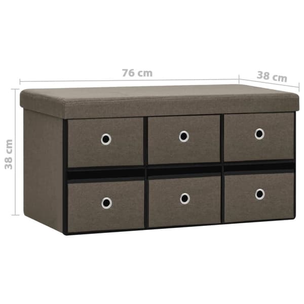 vidaXL foldbar opbevaringsbænk 76x38x38 cm kunstlærred brun