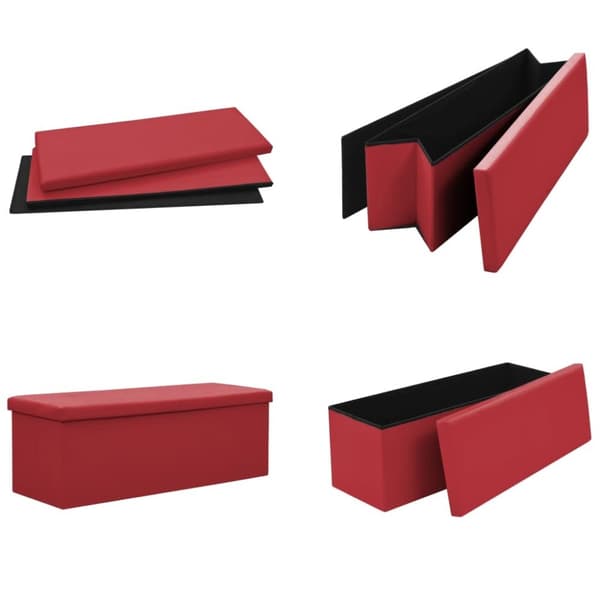 vidaXL foldbar opbevaringsbænk PVC vinrød