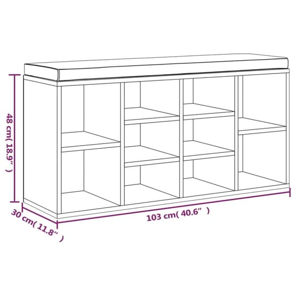 vidaXL skobænk 103x30x48 cm konstrueret træ røget egetræsfarve
