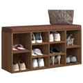 Miniatyrbillede 3 af 7: vidaXL skobænk 103x30x48 cm konstrueret træ Brun egetræ
