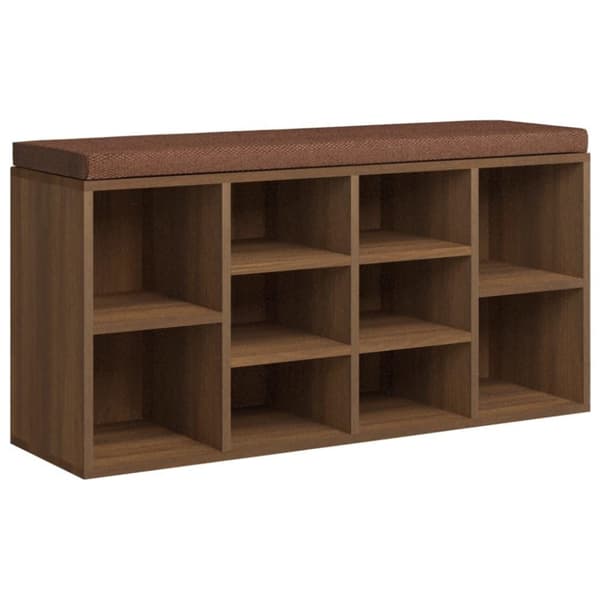 vidaXL skobænk 103x30x48 cm konstrueret træ Brun egetræ