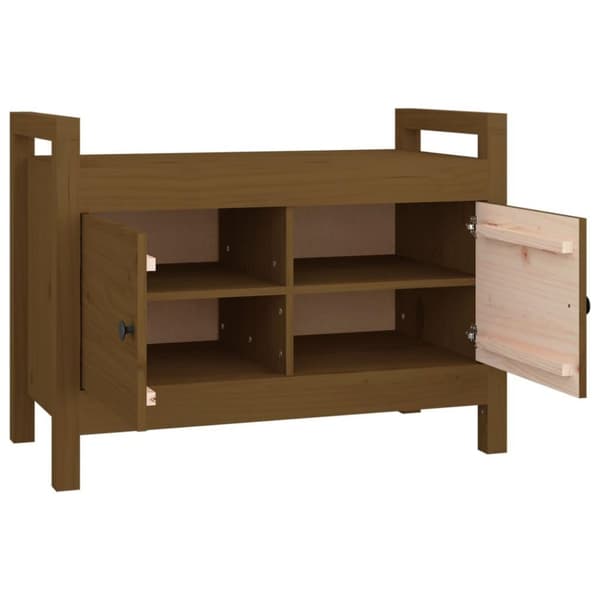 vidaXL entrébænk 80x40x60 cm massivt fyrretræ gyldenbrun