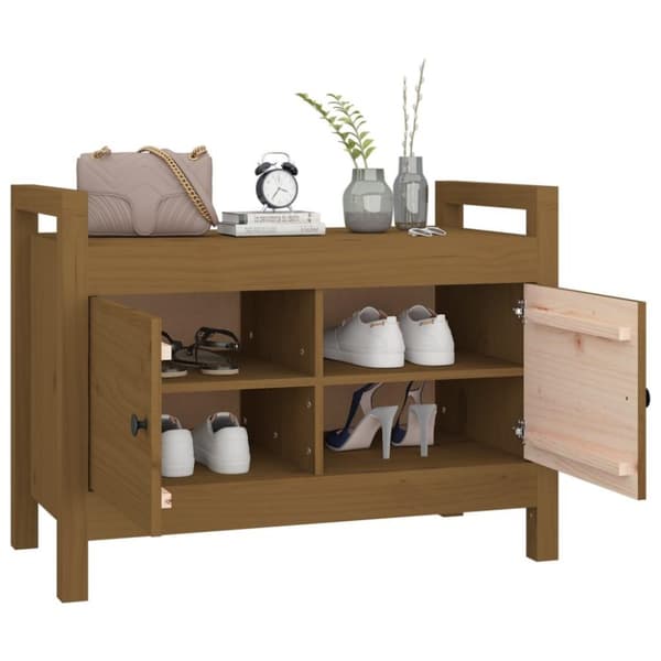 vidaXL entrébænk 80x40x60 cm massivt fyrretræ gyldenbrun