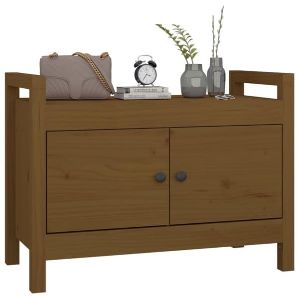 vidaXL entrébænk 80x40x60 cm massivt fyrretræ gyldenbrun