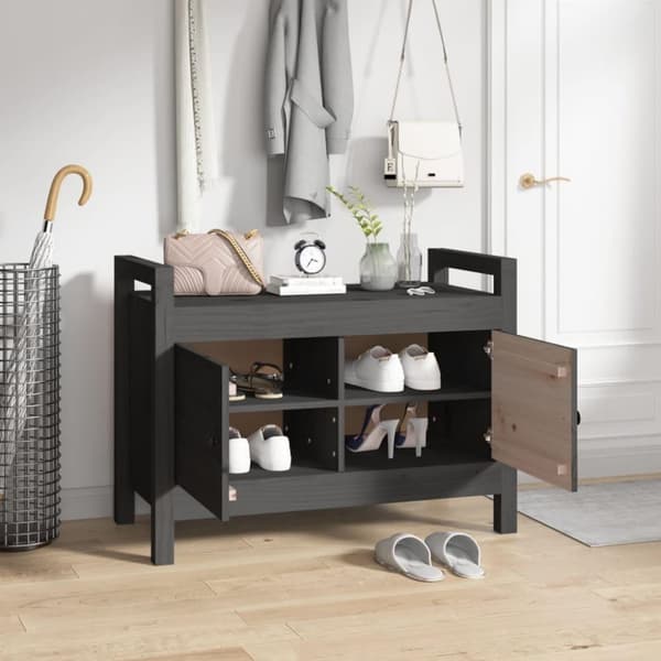 vidaXL entrébænk 80x40x60 cm massivt fyrretræ grå