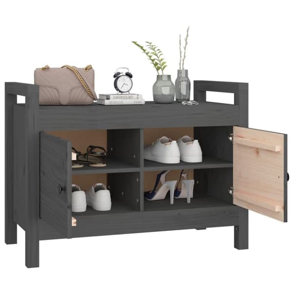 vidaXL entrébænk 80x40x60 cm massivt fyrretræ grå