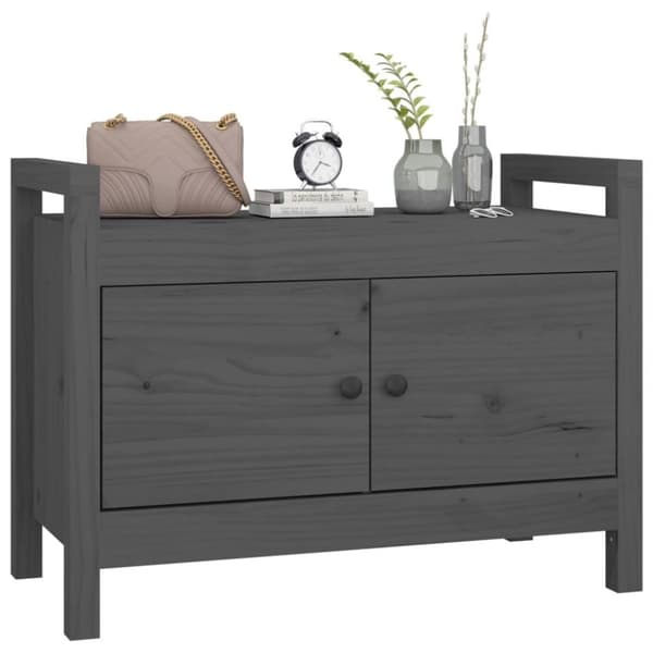 vidaXL entrébænk 80x40x60 cm massivt fyrretræ grå