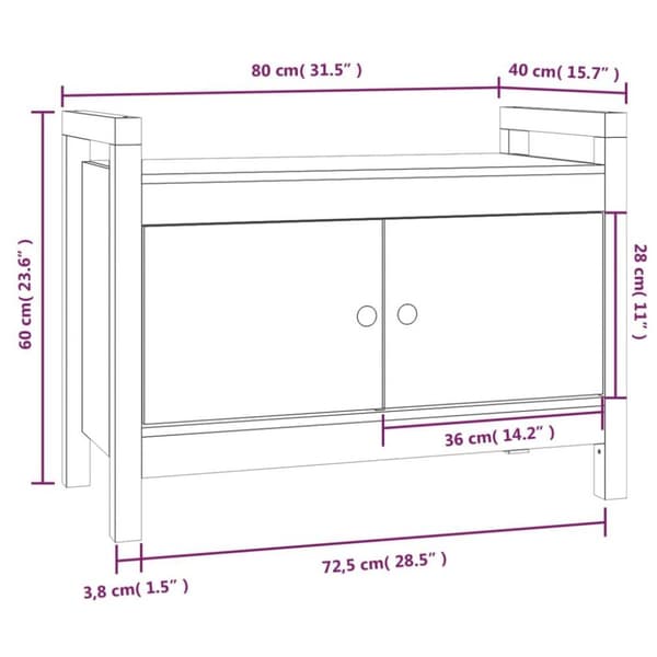 vidaXL entrébænk 80x40x60 cm massivt fyrretræ grå