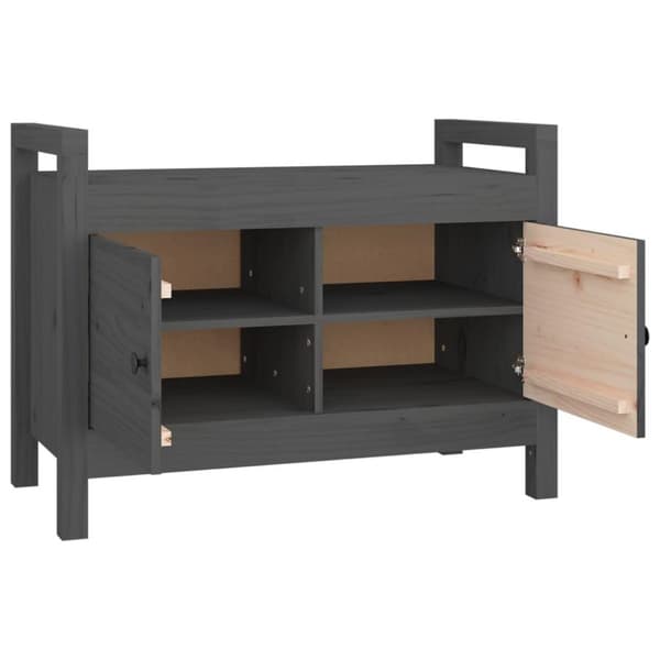 vidaXL Skobänk grå 80x40x60 cm massiv furu