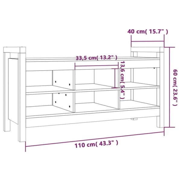 vidaXL Gangbenk 110x40x60 cm heltre furu