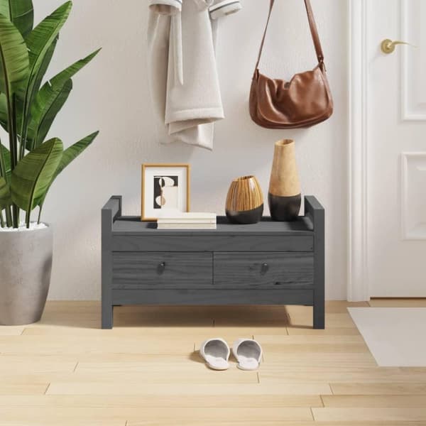 vidaXL entrébænk 80x40x43 cm massivt fyrretræ grå