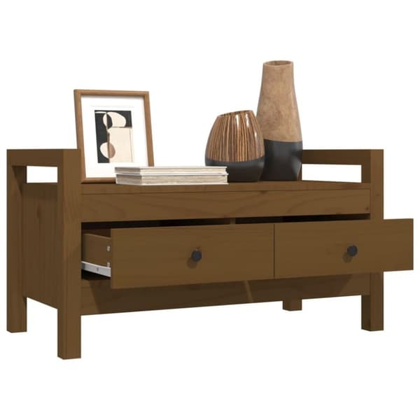 vidaXL entrébænk 80x40x43 cm massivt fyrretræ gyldenbrun