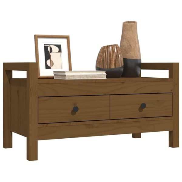 vidaXL entrébænk 80x40x43 cm massivt fyrretræ gyldenbrun