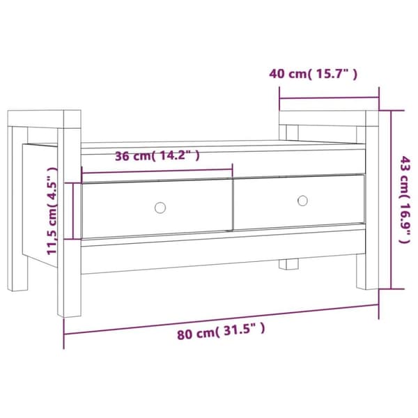 vidaXL entrébænk 80x40x43 cm massivt fyrretræ gyldenbrun