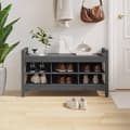 Miniatyrbillede 2 af 9: vidaXL entrébænk 110x40x60 cm massivt fyrretræ grå