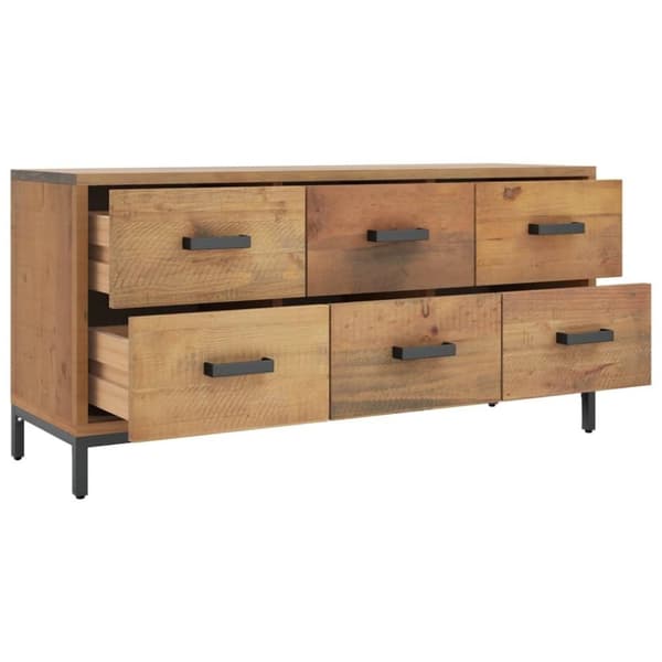 vidaXL Förvaringsbyrå brun 110x30x45 cm massiv furu