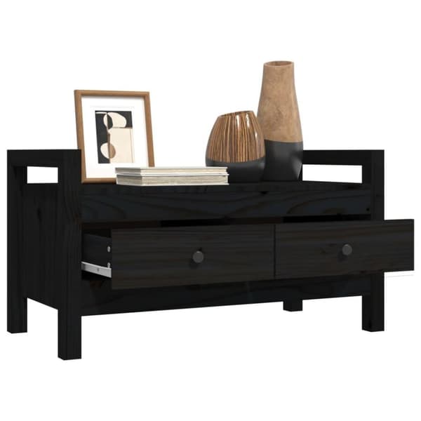 vidaXL entrébænk 80x40x43 cm massivt fyrretræ sort
