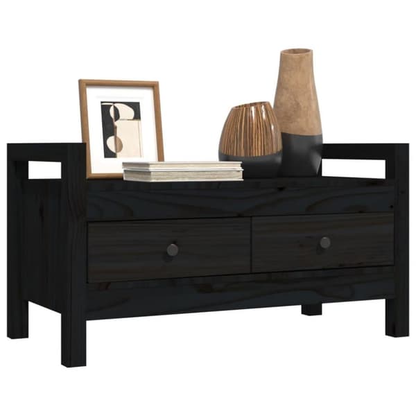 vidaXL entrébænk 80x40x43 cm massivt fyrretræ sort