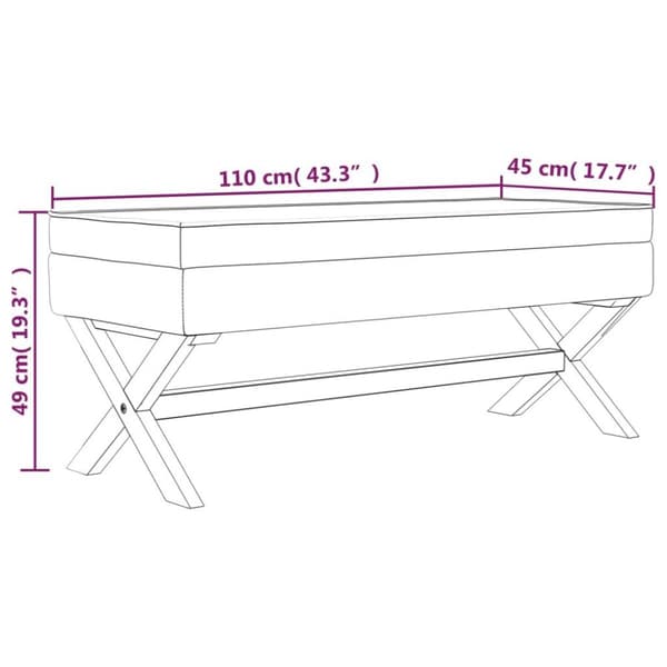 vidaXL Förvaringspall blå 110x45x49 cm sammet