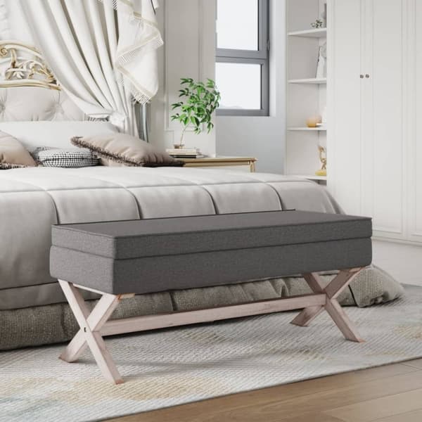 vidaXL opbevaringsskammel 110x45x49 cm stof mørkegrå