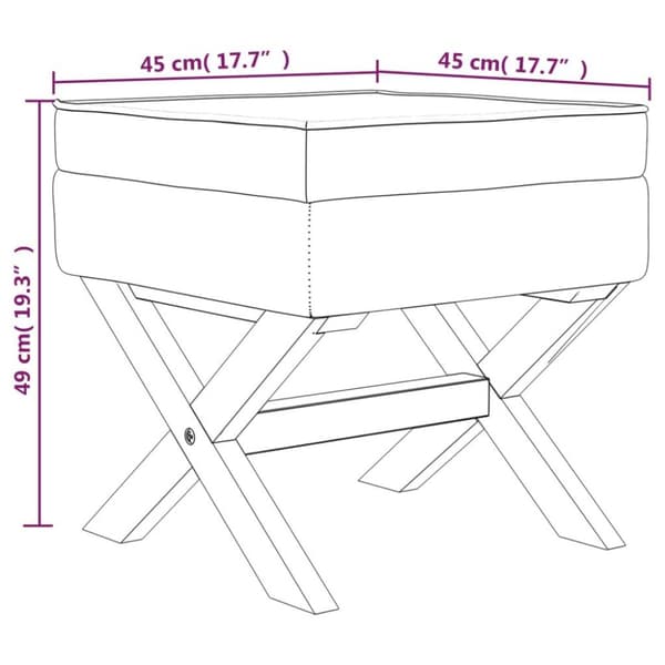 vidaXL opbevaringsskammel 45x45x49 cm stof mørkegrå