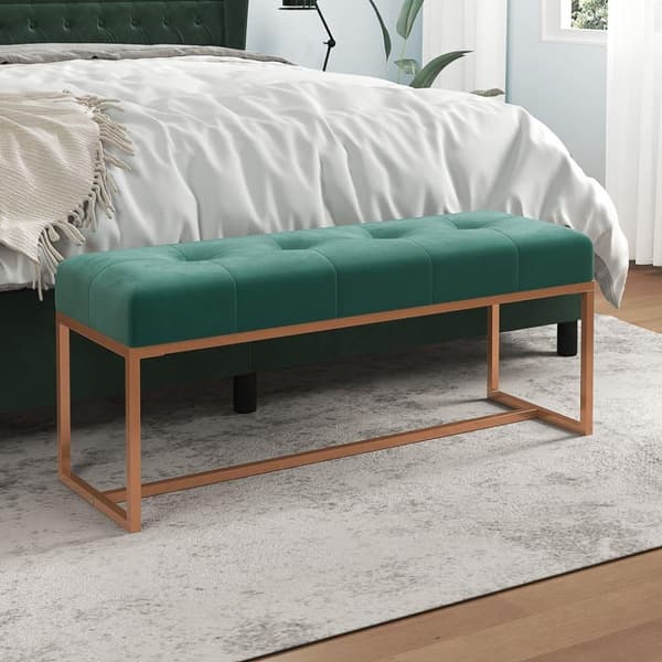 vidaXL bænk 110x36x45 cm velour mørkegrøn