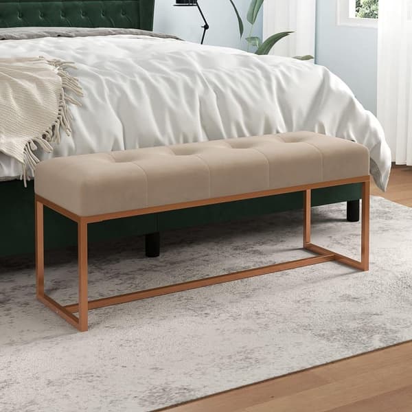 vidaXL bænk 110x36x45 cm velour beige