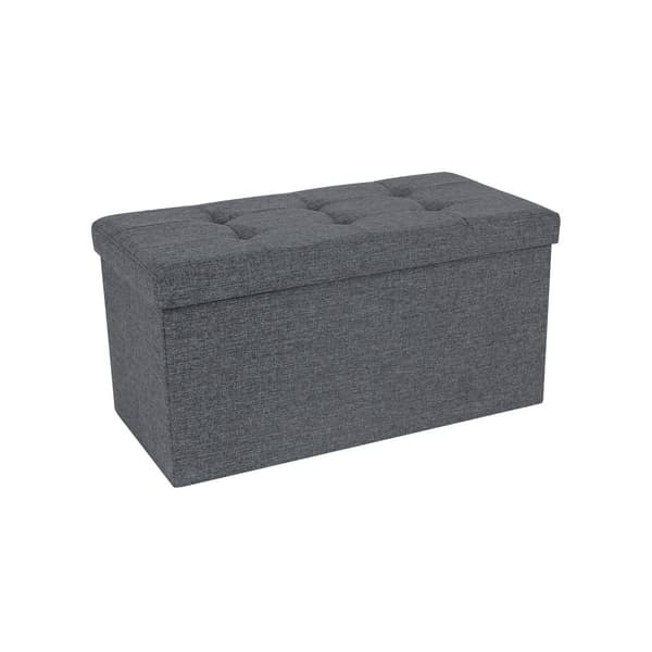 Songics Pellavakangas Polk Storage Ottomaanien penkki monipuolinen tilaa säästävä tummanharmaa
