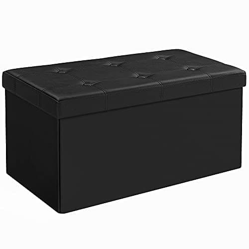 Songmics Folding Pouffe/Ottoman med 80 liter container og blødt sæde sort