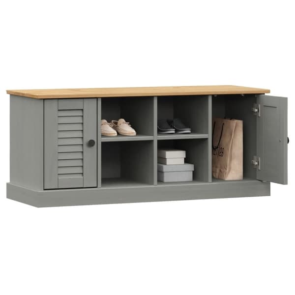 vidaXL skobænk VIGO 106x35x45 cm massivt fyrretræ grå
