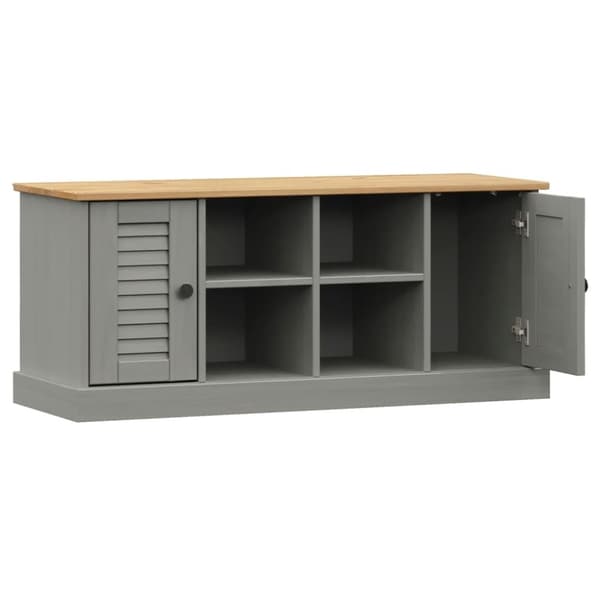vidaXL skobænk VIGO 106x35x45 cm massivt fyrretræ grå