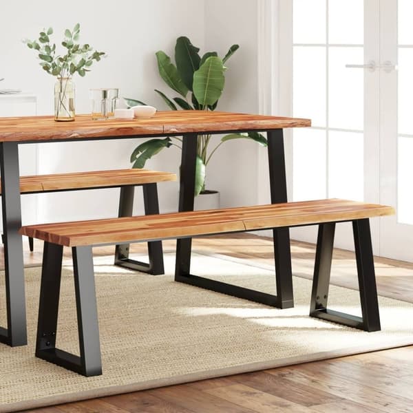 vidaXL Benk med naturlig kant 140 cm heltre akasie