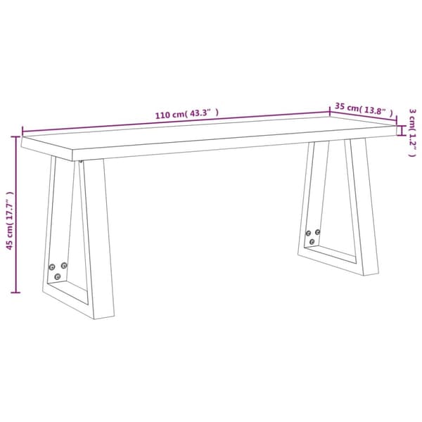 vidaXL Benk med naturlig kant 110 cm heltre akasie