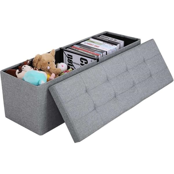Rootz Hocker - Puff - Fällstol med förvaringsutrymme - Bröst - Bänk - Förvaring - Ljusgrå - 110 x 38 x 38 cm