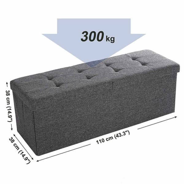 Rootz Hocker Linned - Opbevaringsbænk - Hockers med opbevaringsplads - bænk med opbevaring - Grå - 110 x 38 x 38 cm