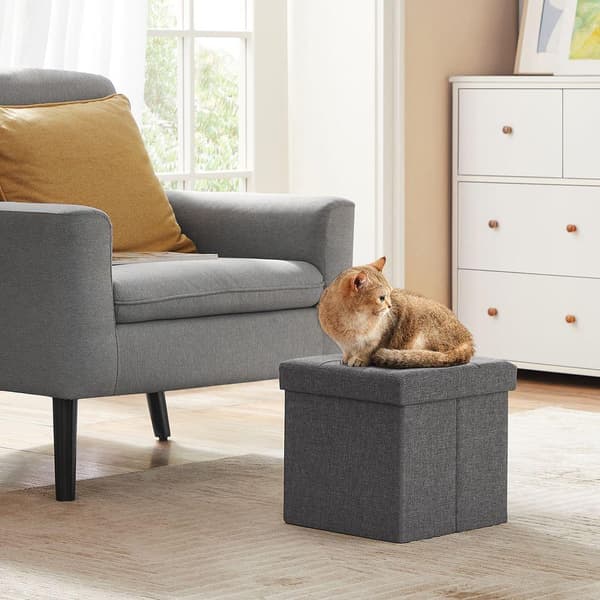 Rootz Pall - Pall med förvaringsutrymme - Förvaring Ottoman - Fotpall med förvaring - Dold förvaringspall - Mörkgrå - 30 x 30 x 30 cm