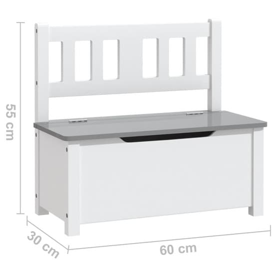 Förvaringsbänk Barn Vit Och Grå 60X30X55 Cm Mdf