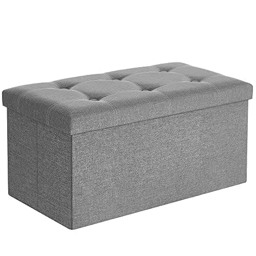 Songmics Bänk med förvaringsutrymme, bröst, vikbar, 76 x 38 x 38 cm, ljusgrå