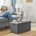 Miniatyrbild 3 av 6: Songmics Bench Stool 80 liter kapacitet Seat Chest Storage Box, mörkgrå
