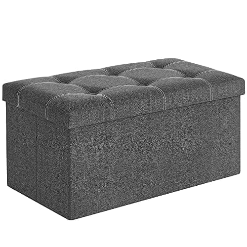 Songmics Bench Stool 80 liter kapacitet Seat Chest Storage Box, mörkgrå