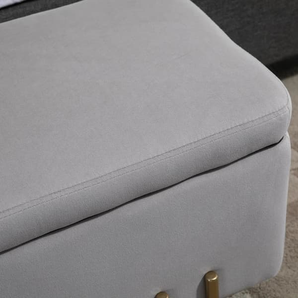 Rootz Storage Chest - Upholstered Bench - Storage Chest Bench - Storage Space - Light Grey