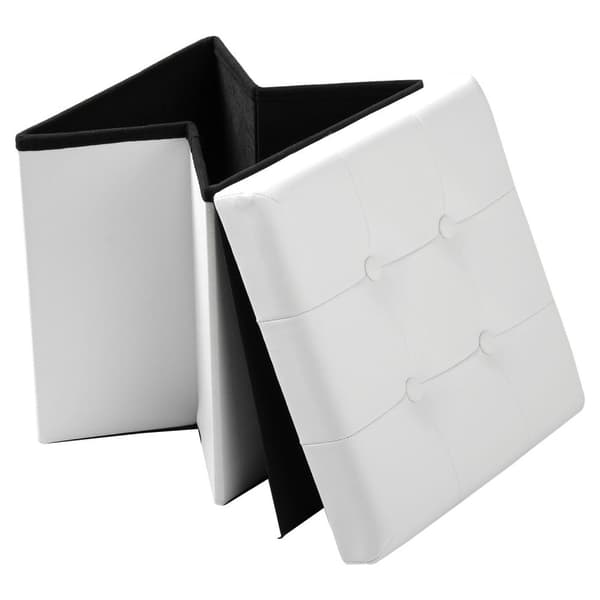Rootz Sitzhocker - Opbevaringsskammel - Siddekiste - Fodskammel - Organisatorisk osmannisk - Polstret bænk - Møbelkube - Hvid - 37,5x37,5x38cm