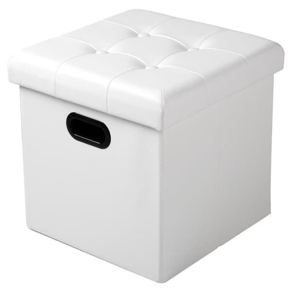 Rootz Sitzhocker - Opbevaringsskammel - Siddekiste - Fodskammel - Organisatorisk osmannisk - Polstret bænk - Møbelkube - Hvid - 37,5x37,5x38cm
