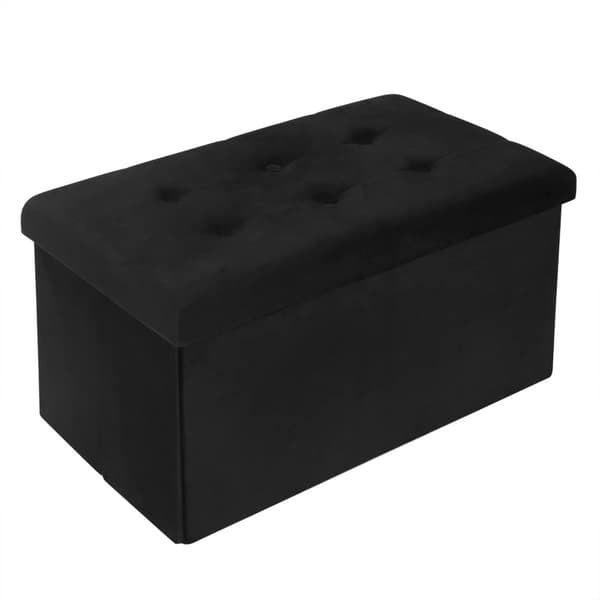 Rootz Säilytyspenkki - Ottomaanit - Istuinarkku - Samettijakkara - Huonekalun tavaratila - Pehmustettu laatikko - Musta - 76x37,5x38 cm